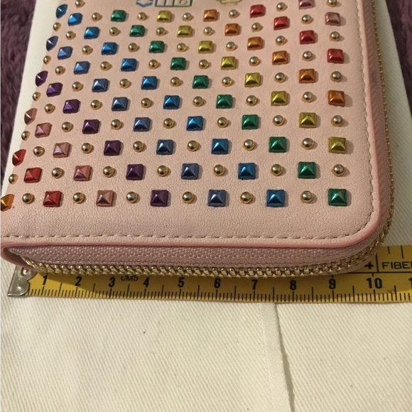 MCM Rainbow Studded Robot Pink Leather Full Size Zipper Wallet - Picture 13 of 16